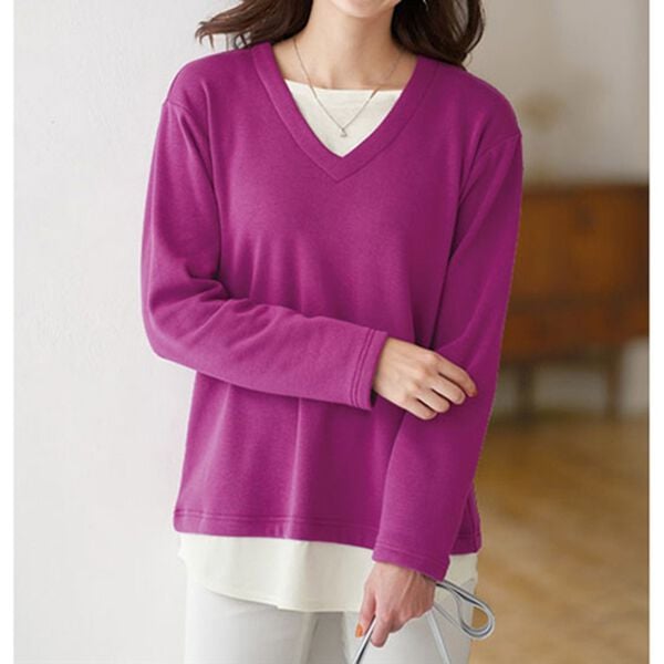 BELLUNA（ベルーナ）の「まるで着る毛布！裏ファー重ね着風チュニック（チュニック）」｜詳細画像