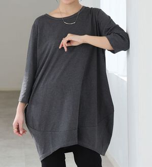 A HAPPY MARILYN（アハッピーマリリン）の「【Ｍ～８Ｌ】選べる袖！コク－ンシルエットチュニック（チュニック）」｜杢ダークチャコール