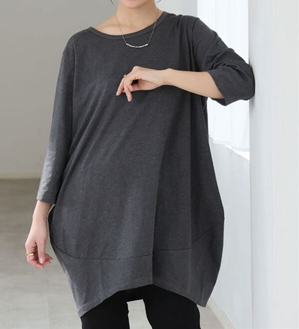 A HAPPY MARILYN（アハッピーマリリン）の「【Ｍ～８Ｌ】選べる袖！コク－ンシルエットチュニック（チュニック）」｜杢ダークチャコール