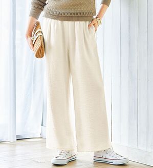 VINNO（ヴィノ）の「麻調ゆるワイドパンツ（ワイドパンツ・ガウチョ）」｜詳細画像