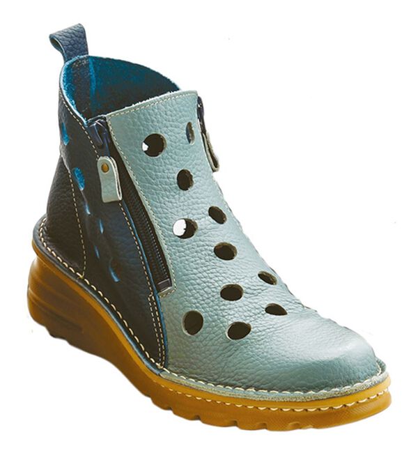「アビータ　ダブルファスナー式パンチングシューズ（ブーツ）」｜ロイヤルブルー