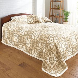 「抗菌防臭防ダニ付ハワイアンふくれジャカード織マルチカバー（ソファーカバー）」｜ベージュ