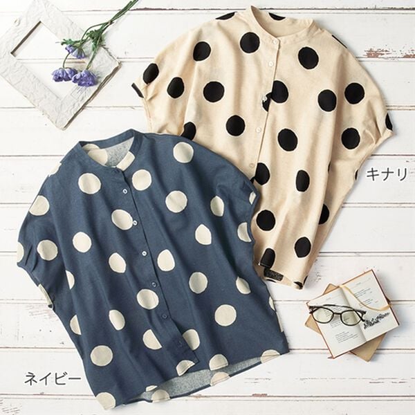 BELLUNA（ベルーナ）の「コットンリネンドットプリントゆるブラウス（ブラウス）」｜詳細画像