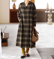 BELLUNA（ベルーナ）の「ウール調素材チェック柄ゆったりワンピース（その他ワンピース）」