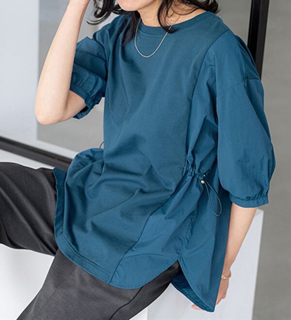 BELLUNA（ベルーナ）の「高見え！異素材切替ドロスト使いプルオーバー（カットソー）」｜詳細画像