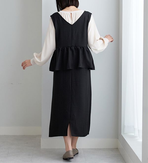 BELLUNA（ベルーナ）の「体型カバー！ペプラムジャンパースカート（ジャンパースカート）」｜詳細画像