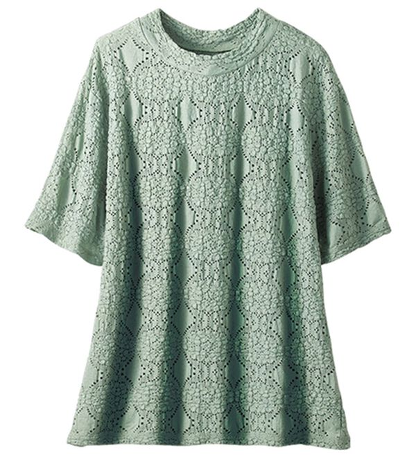 BELLUNA（ベルーナ）の「ストレッチレース調ハイネックプルオーバー（カットソー）」｜詳細画像