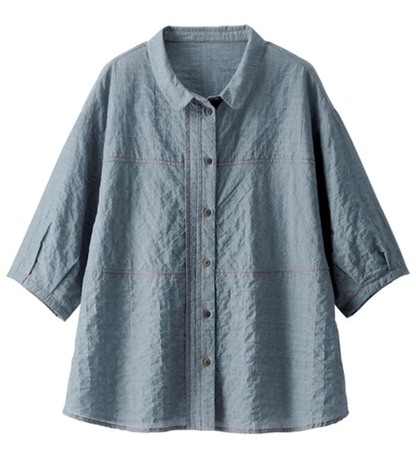 BELLUNA（ベルーナ）の「夏に嬉しいさらっと切替シャツブラウス（シャツ）」｜詳細画像