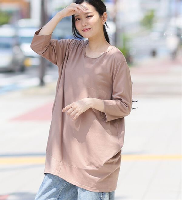 A HAPPY MARILYN（アハッピーマリリン）の「【Ｍ～８Ｌ】長袖・七分袖・半袖 コクーン シルエット チュニック（チュニック）」｜詳細画像