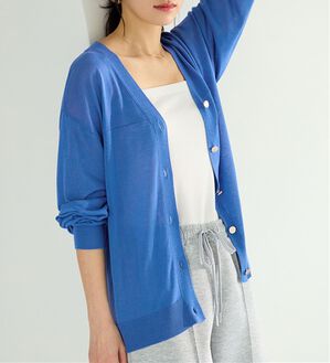 BELLUNA（ベルーナ）の「【快適Ｌａｂ．】シャリ冷！洗える多機能ニットカーディガン（ニットカーディガン）」｜ブルー