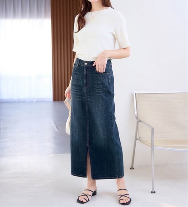 alotta（アロッタ）の「きれいめストレッチカラータイトスカート（ロングスカート）」｜詳細画像