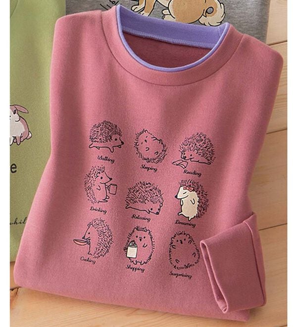 「かわいさ溢れるゆったりアニマルトレーナー（トレーナー・スウェット）」｜ハリネズミ