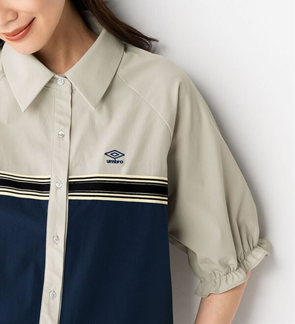 BELLUNA（ベルーナ）の「【ＵＭＢＲＯ】ライン切替ナイロンシャツ（シャツ）」｜詳細画像