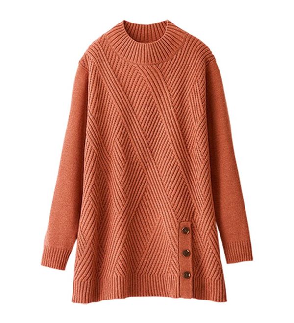 BELLUNA（ベルーナ）の「編地切替サイドボタンチュニック（チュニック）」｜詳細画像