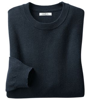 「＜シンプル＆プラス＞毎日着たいシンプルニット（メンズニット・セーター）」｜ネイビー