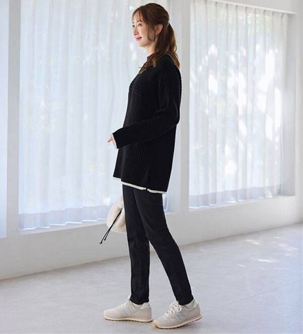 alotta（アロッタ）の「パチパチしにくい！洗えるリブ切替配色ニットプルオーバー（ニット・セーター）」｜詳細画像