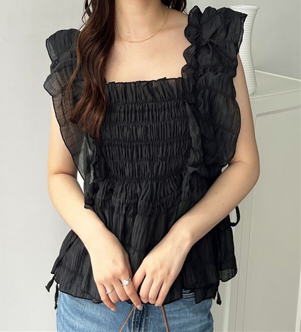 GeeRA（ジーラ）の「フリルシャーリングブラウス（ブラウス）」｜詳細画像