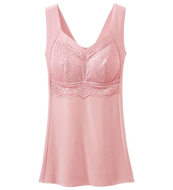 LAVIENNE（ラヴィエンヌ）の「楽なママお外に出れる綿混カップ付インナー（ブラトップ・カップ付きインナー）」｜ピンク