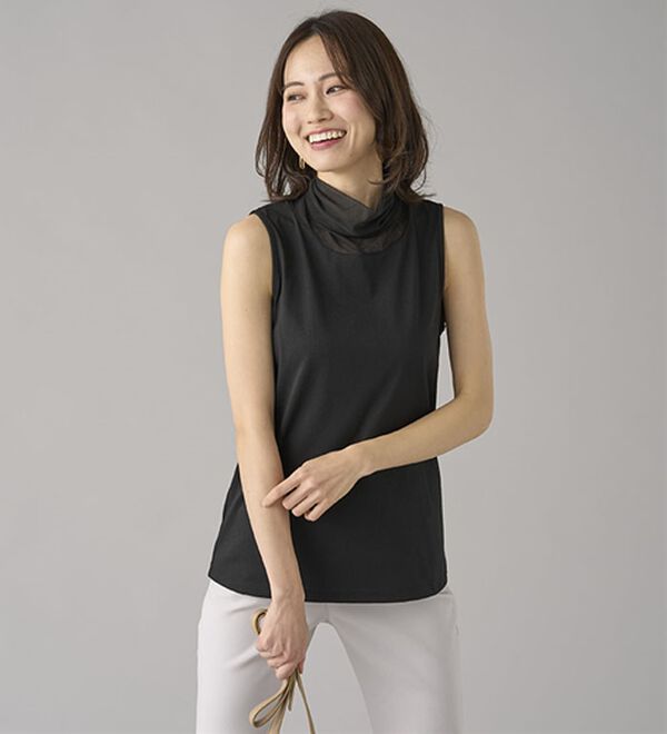 BELLUNA（ベルーナ）の「綿混素材脇汗対策チュール使いインナー（タンクトップ・キャミソール）」｜詳細画像