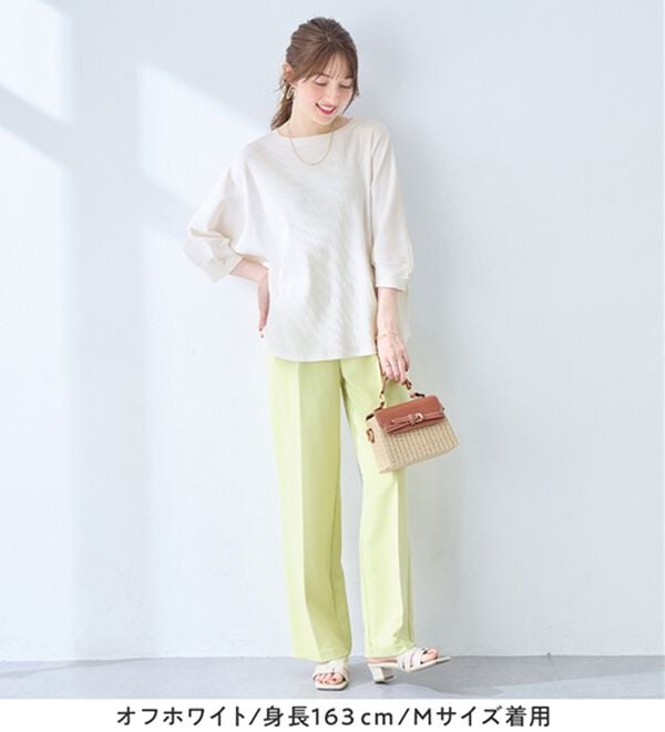 alotta（アロッタ）の「【接触冷感】袖口パールゆるドルマンリブトップス（カットソー）」｜詳細画像