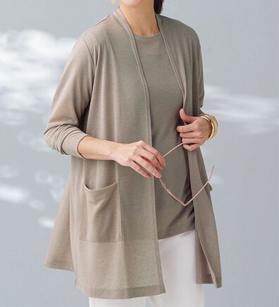 BELLUNA（ベルーナ）の「【３点セット】リネン入りロングカーディガン３点セット（アンサンブル）」