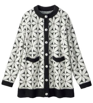 ルフラン（ルフラン）の「花柄フェザーのニットカーデ（その他ジャケット）」｜黒系
