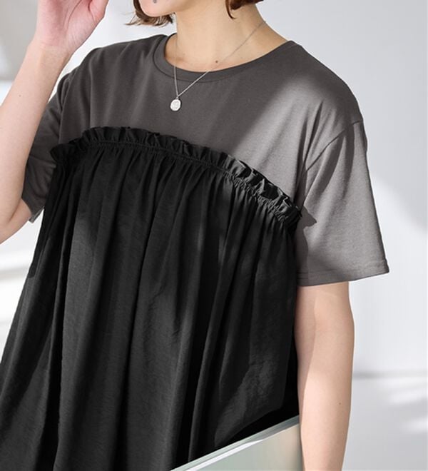 Viola e Viola（ヴィオラ エ ヴィオラ）の「ドッキング切替えトップス（カットソー）」｜詳細画像