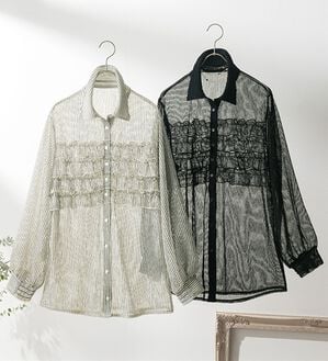 ルフラン（ルフラン）の「【２色組】シアーラッセル甘めブラウス（ブラウス）」｜詳細画像