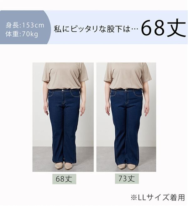 BELLUNA（ベルーナ）の「細見せ！セミフレアーデニムパンツ（フルレングスパンツ）」｜詳細画像