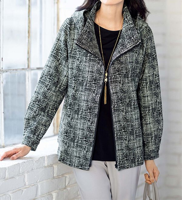 ルフラン（ルフラン）の「ツイード調ジャケット＜カーレン＞（ブルゾン）」｜黒系