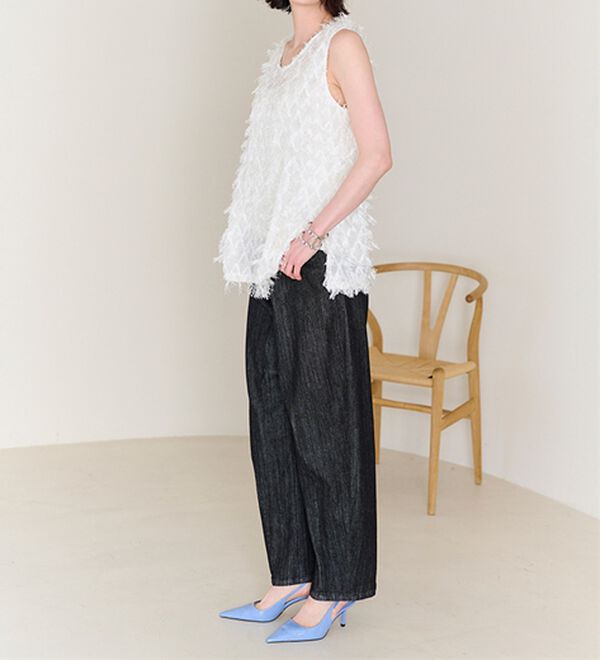 RANAN（ラナン）の「きれい見え麻入りカーブデニム（フルレングスパンツ）」｜詳細画像