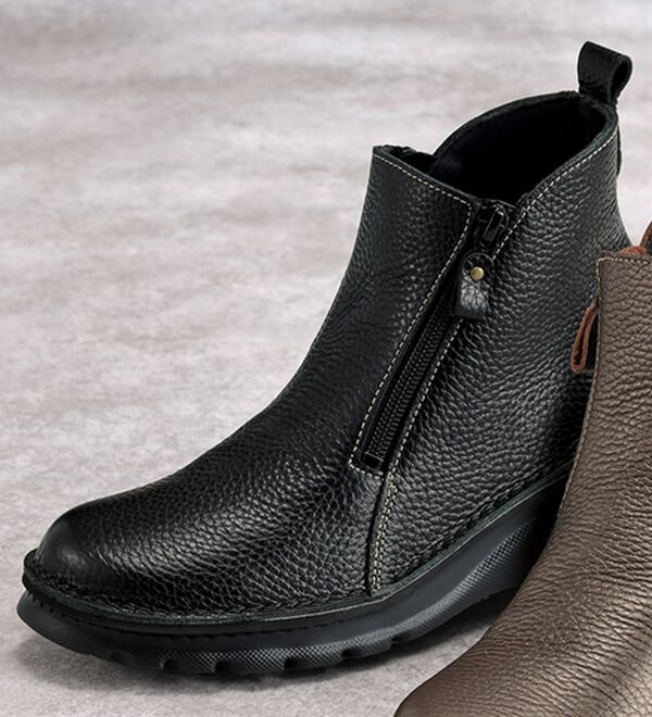 ルフラン（ルフラン）の「＜アビータ＞４Ｅ牛革ダブルファスナーブーツ（ブーツ）」｜ブラック