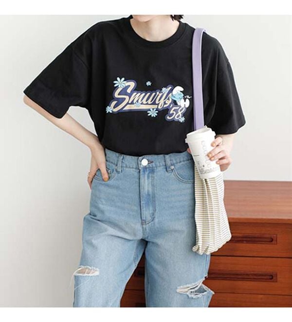 GeeRA（ジーラ）の「【スマーフ】コラボプリントＴシャツ（カットソー）」｜詳細画像
