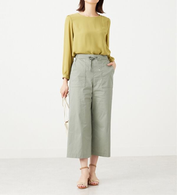 BELLUNA（ベルーナ）の「【店舗・ネット限定】サラリ綿混ベイカーワイドパンツ（ワイドパンツ・ガウチョ）」｜詳細画像