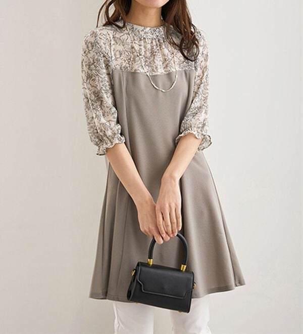 BELLUNA（ベルーナ）の「バックリボン使いプリント切替チュニック（その他ワンピース）」｜詳細画像