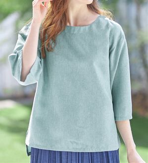 Viola e Viola（ヴィオラ エ ヴィオラ）の「麻調ゆるシルエット７分袖ブラウス（ブラウス）」｜サックス