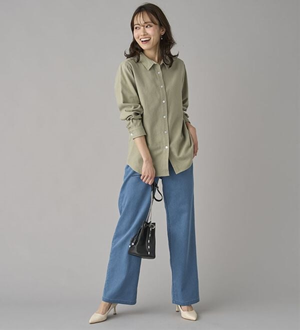 BELLUNA（ベルーナ）の「新感覚！メッシュデニムワイドパンツ（フルレングスパンツ）」｜詳細画像