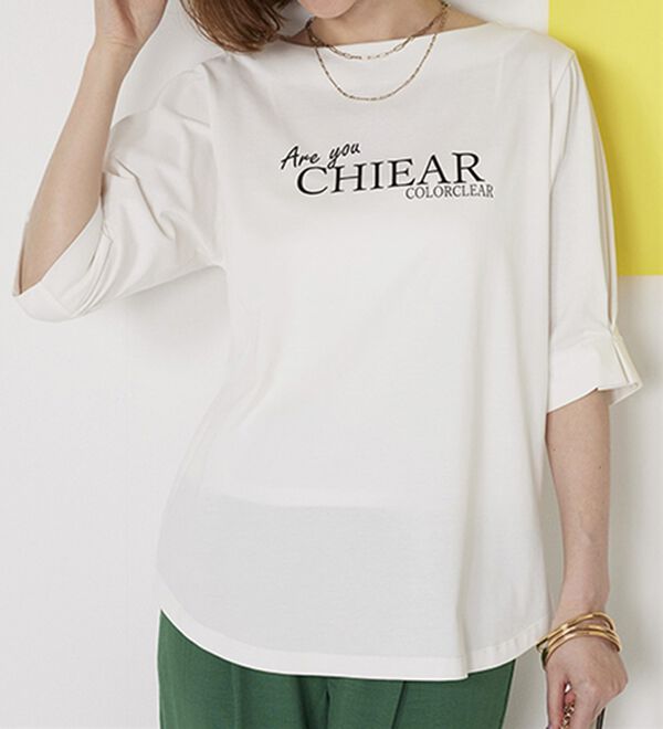 BELLUNA（ベルーナ）の「汗ジミ対策！袖タック使いロゴプルオーバー（カットソー）」｜詳細画像