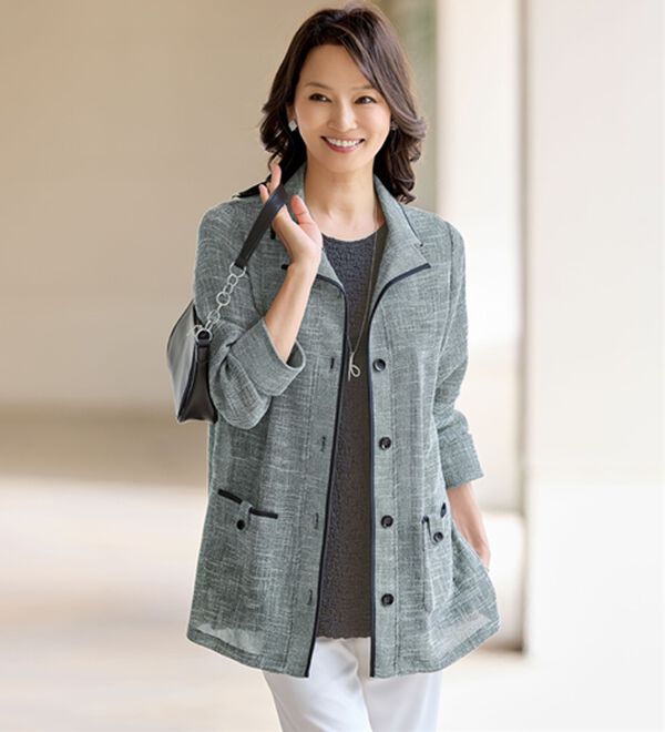 BELLUNA（ベルーナ）の「＜涼やかにきちんと！＞変化織配色ジャケットアンサンブル（その他ジャケット）」｜黒系