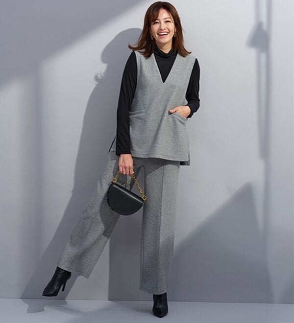 BELLUNA（ベルーナ）の「【セットアップ対応】ウールライク素材Ｖネックべスト（ベスト）」｜詳細画像