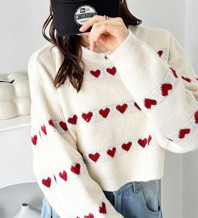 nknit ♡pattern knit ハートニット ブラック