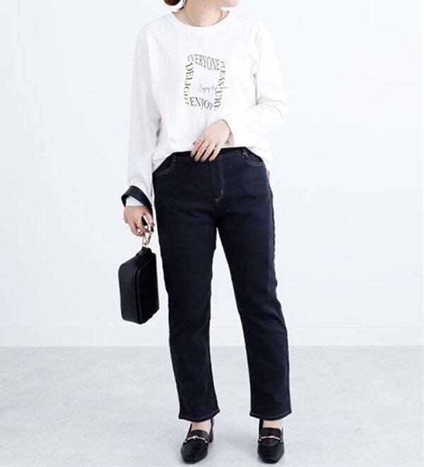 BELLUNA（ベルーナ）の「あったか裏フリースデニムパンツ（フルレングスパンツ）」｜詳細画像