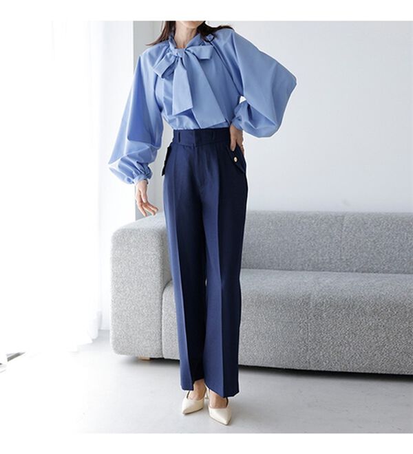 RANAN（ラナン）の「ボタンデザインハイウエストワイドパンツ（フルレングスパンツ）」｜詳細画像