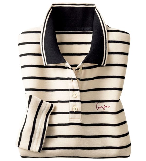 ルフラン（ルフラン）の「嬉しさ満載！かのこ長袖ポロシャツ（ポロシャツ）」｜ボーダー