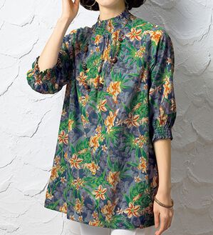 ルフラン（ルフラン）の「選べる！上品に着映える綿１００％チュニック（チュニック）」｜ぼかし花柄