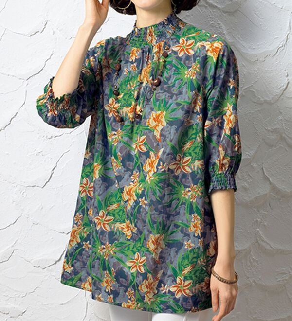 ルフラン（ルフラン）の「選べる！上品に着映える綿１００％チュニック（チュニック）」｜ぼかし花柄