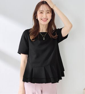 alotta（アロッタ）の「スクエアネックティアードトップス（カットソー）」｜ブラック