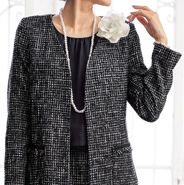 BELLUNA（ベルーナ）の「【２点セット】ロング丈ファンシージャケットワンピースアンサンブル（ワンピースセットスーツ）」｜詳細画像