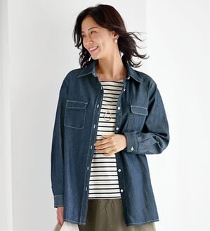 BELLUNA（ベルーナ）の「Ｇジャン未満の軽やかライトオンスデニムシャツ（シャツ）」｜インディゴ