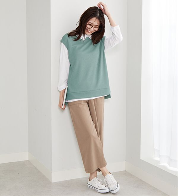 BELLUNA（ベルーナ）の「【新色追加】&ldquo;2点セット&rdquo;あぜ素材ベストアンサンブル（アンサンブル）」｜詳細画像